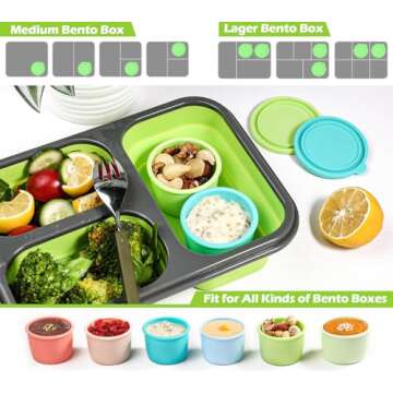 Webake 2.5 oz Salad Dressing Container to Go, 6 Pack Silicone Sauce Container with Lids, Leakproof C...