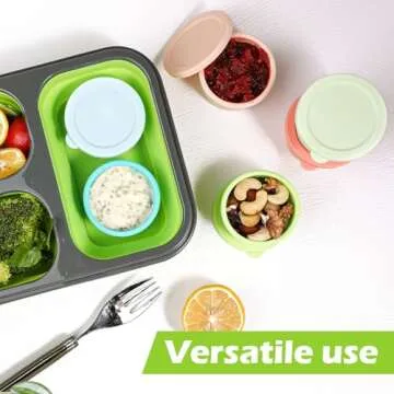 Webake 2.5 oz Salad Dressing Container to Go, 6 Pack Silicone Sauce Container with Lids, Leakproof Condiment Container Fits in Bento Box for Lunch, Reusable Sauce Cups for Office, Travel, Picnic