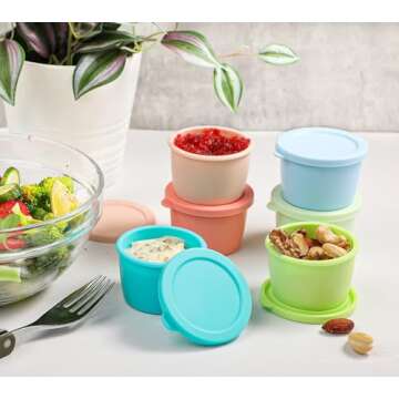 Webake 2.5 oz Salad Dressing Container to Go, 6 Pack Silicone Sauce Container with Lids, Leakproof Condiment Container Fits in Bento Box for Lunch, Reusable Sauce Cups for Office, Travel, Picnic