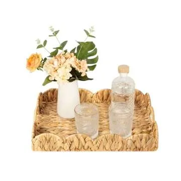 StorageWorks Scalloped Edge Rectangle Serving Tray for Stylish Organization and Serving