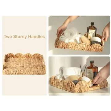Elegant Scalloped Edge Rectangle Serving Tray for Storage