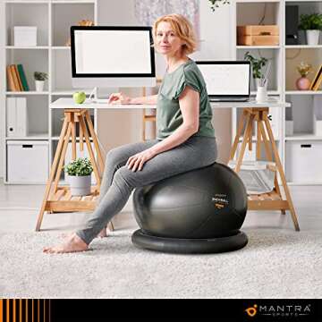 Exercise Ball Chair, Yoga Ball Chair With Resistance Bands, Pregnancy Ball with Stability Base & Pos...