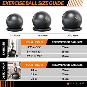 Exercise Ball Chair, Yoga Ball Chair With Resistance Bands, Pregnancy Ball with Stability Base & Poster. Balance Ball Chair Pilates Ball for Fitness, Home Gym, Physio, Birthing, Office & Working Out
