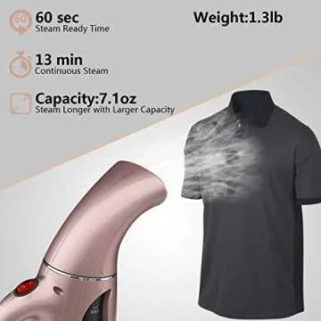Kimryde Portable Steamer for Clothes, Powerful Handheld Garment/Fabric Steamer, Steam Iron for Home/Travel, Wrinkle Remover-Clean-Sterilize-Sanitize-Refresh-Treat-Defrost with 210ml Big Capacity