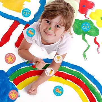 CNYEJQJC 500PCS/Roll Motivational Stickers for Kids, Diameter 1.5/'' Round Reward Stickers, 8 Design...