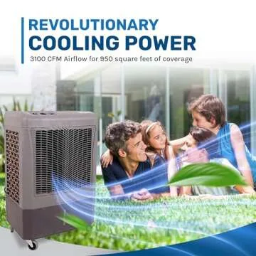 Portable Swamp Coolers - 3100 CFM MC37M Evaporative Air Cooler with 3-Speed Fan - Water Cooler Fan 950 sq. ft. Coverage High Velocity Outdoor Cooling Fan Swamp Cooler by Hessaire - Gray