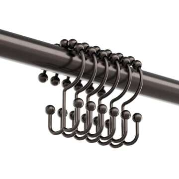 Zenna Home Metal Double Glide Shower Rings, Oil Rubbed Bronze – Set of 12 Heavy Duty, Rust-Resistant Shower Rings with Smooth Glide for Shower Curtains and Liners