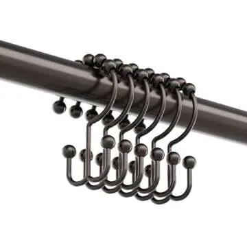 Zenna Home Metal Double Glide Shower Rings, Oil Rubbed Bronze – Set of 12 Heavy Duty, Rust-Resistant Shower Rings with Smooth Glide for Shower Curtains and Liners