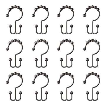 Zenna Home Metal Double Glide Shower Rings, Oil Rubbed Bronze – Set of 12 Heavy Duty, Rust-Resistant Shower Rings with Smooth Glide for Shower Curtains and Liners