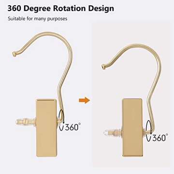 BEWISHOME 30 PCS Gold Boot Hangers for Closet, Laundry Hooks with Clips, Boot Hanging Hold Clip, Clothes Pins, Space Saving Portable Travel Hangers Clip, Jeans, Tall Boots, Towel, Gold FYC30G