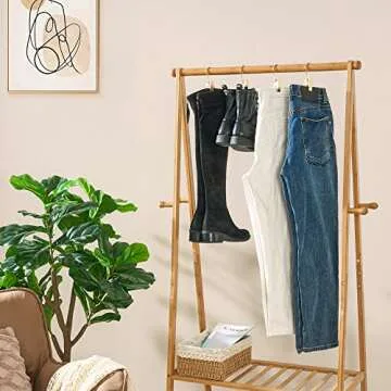 BEWISHOME 30 PCS Gold Boot Hangers for Closet, Laundry Hooks with Clips, Boot Hanging Hold Clip, Clothes Pins, Space Saving Portable Travel Hangers Clip, Jeans, Tall Boots, Towel, Gold FYC30G