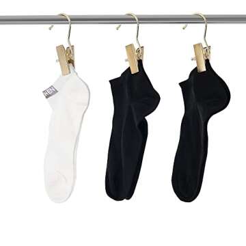 BEWISHOME 30 PCS Gold Boot Hangers for Closet, Laundry Hooks with Clips, Boot Hanging Hold Clip, Clothes Pins, Space Saving Portable Travel Hangers Clip, Jeans, Tall Boots, Towel, Gold FYC30G