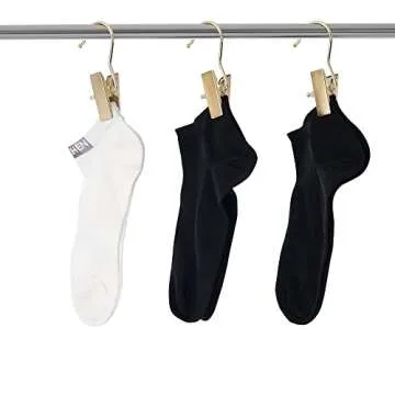 BEWISHOME 30 PCS Gold Boot Hangers for Closet, Laundry Hooks with Clips, Boot Hanging Hold Clip, Clothes Pins, Space Saving Portable Travel Hangers Clip, Jeans, Tall Boots, Towel, Gold FYC30G