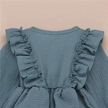 Aoty Toddler Baby Girls Long Sleeve Dress - Ruffled Skirt