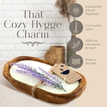 Dough Bowl Candle Co. Pumpkin Spice Soy Candle - 3 Wick Rustic Farmhouse Decor Odor Eliminator in Wooden Bowls, 20 Ounce Wooden Dough Bowl Candle, All-Natural Gifts for Women and Men