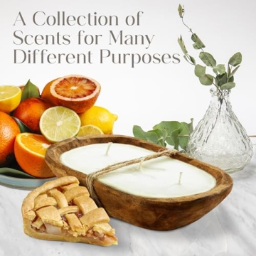 Dough Bowl Candle Co. Pumpkin Spice Soy Candle - 3 Wick Rustic Farmhouse Decor Odor Eliminator in Wooden Bowls, 20 Ounce Wooden Dough Bowl Candle, All-Natural Gifts for Women and Men