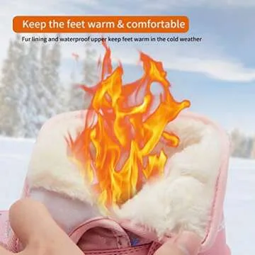 HOBIBEAR Toddler Girls Snow Boots Slip on Waterproof Warm Winter Shoes Outdoor(Glitter Pink-Size 7 Toddler)