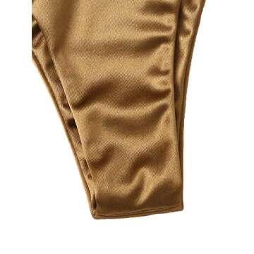 SOLY HUX Women's Metallic Halter Top Two Piece Swimsuit Tie Side Triangle Thong Bikini Bathing Swimwear Gold L