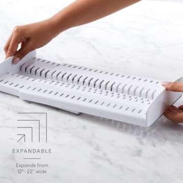 YouCopia StoreMore Expandable Pan and Lid Rack, Adjustable Pot Lids and Pans Organizer for Kitchen Storage, 12.5”-22” Wide