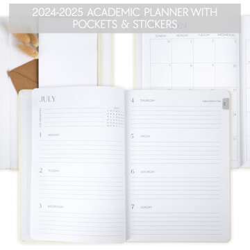 Stylish 2024-2025 Academic Planner for Students - 6.7" x 9.7" Daily Planner with Weekly & Monthly Sp...