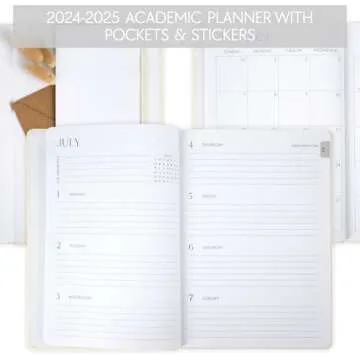 Stylish 2024-2025 Academic Planner for Students - 6.7" x 9.7" Daily Planner with Weekly & Monthly Sp...