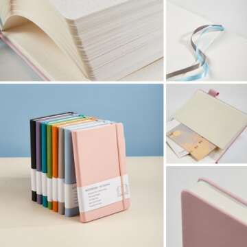 Dotted Journal, A5 Hard Cover Dotted Notebook with Premium 100 GSM Thick Paper, 192 Pages, Elastic B...