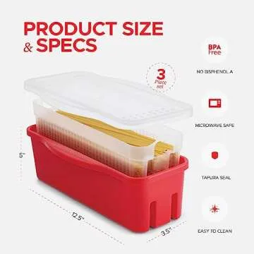 Tafura Microwave Pasta Cooker with Double Straining System, Microwavable Spaghetti Cooker with Drain...