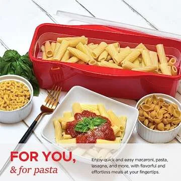 Tafura Microwave Pasta Cooker with Double Straining System, Microwavable Spaghetti Cooker with Drainer, Dorm Gift for Kitchen, Fast Pasta Boat with Strainer Tray and Lid. BPA Free