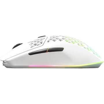 SteelSeries Aerox 3 Wireless - Holey RGB Gaming Mouse - Ultra-lightweight Water Resistant Design - 18K DPI TrueMove Air Optical Sensor -Snow