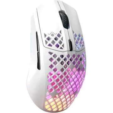 SteelSeries Aerox 3 Wireless - Holey RGB Gaming Mouse - Ultra-lightweight Water Resistant Design - 18K DPI TrueMove Air Optical Sensor -Snow