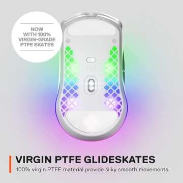 SteelSeries Aerox 3 Wireless - Holey RGB Gaming Mouse - Ultra-lightweight Water Resistant Design - 18K DPI TrueMove Air Optical Sensor -Snow