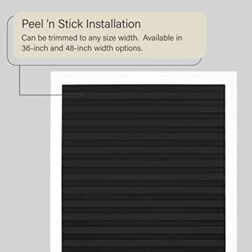 Cordless Room Darkening Temporary Pleated Vinyl Window Shades - 48 Inch Width, 75 Inch Length - Black - 1-2-3 Peel N' Stick - Light Filtering Pull Down Blinds for Windows by Achim Home Décor