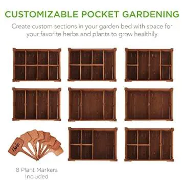 Best Choice Products Elevated 8 Pocket Herb Garden Bed, Mobile Raised Customizable Wood Planter for ...