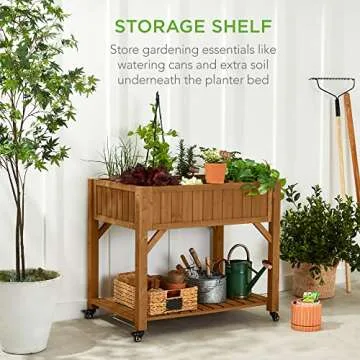 Mobile Customizable Wood Planter for Herbs & Vegetables