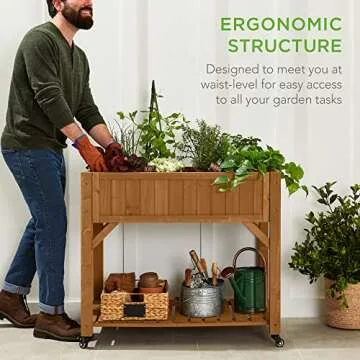 Mobile Customizable Wood Planter for Herbs & Vegetables