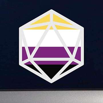 Dark Spark Decals Non-Binary Flag LGBT Pride D20-4 Inch Full Color Vinyl Decal for Indoor or Outdoor...