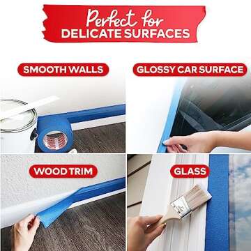 XFasten Professional Blue Painters Tape for Sharp Lines