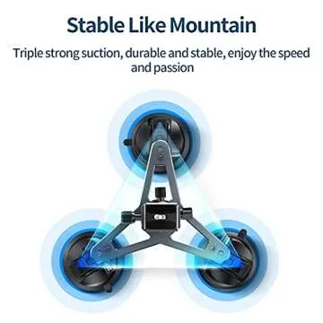 Triple Suction Car Mount for GoPro and DSLRs - 360 Ball Head