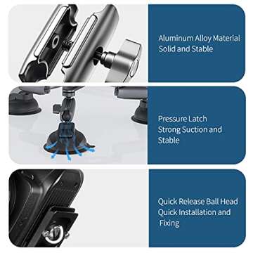 Triple Suction Car Mount for GoPro and DSLRs - 360 Ball Head