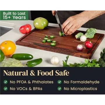 Mevell Walnut Wood Cutting Board for Kitchen, Reversible Wooden Chopping Board With Juice Grooves, M...