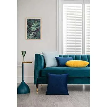 DEZENE Couch Pillow Cases 20x20 Navy: 2 Pack Cozy Soft Velvet Square Throw Pillow Covers for Farmhouse Home Decor