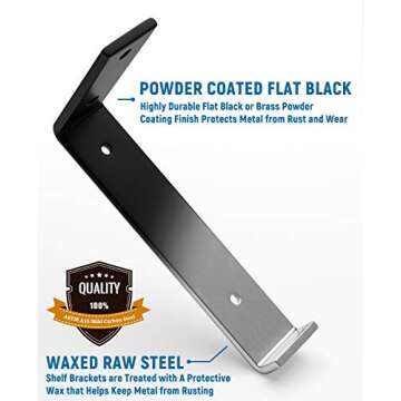 LEOPO 12 inch Shelf Bracket for DIY Floating Shelf, 1/5 inch Thick Heavy Duty Bracket, 4 Pack, 11.25” x 6” x 1.5”