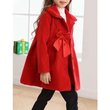Girls Bowknot Cloak Winter Coat for Ages 2-8 Years