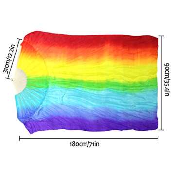 KIKIGOAL 1 Pair(Left+Right) Women Real Silk Belly Dance Fan Veil, Length 180cm Width 90cm (gradual red)