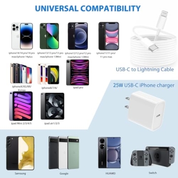 25W iPhone Charger with 10FT Cables 2-Pack