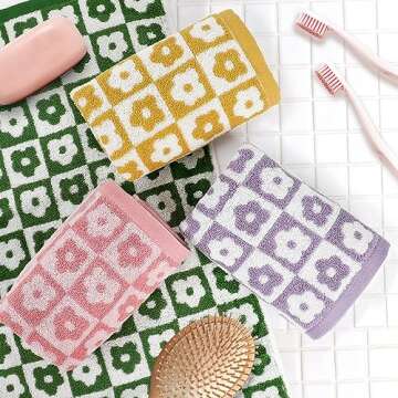 Sawowkuya 100% Cotton Hand Towels in 4 Colors Set