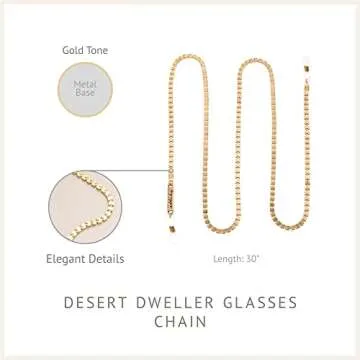 Ettika Glasses Strap, Eye Glasses Holders Around Neck. Glasses Chain. Desert Dweller Gold Tone Plated Sunglasses Strap. Birthday Gifts