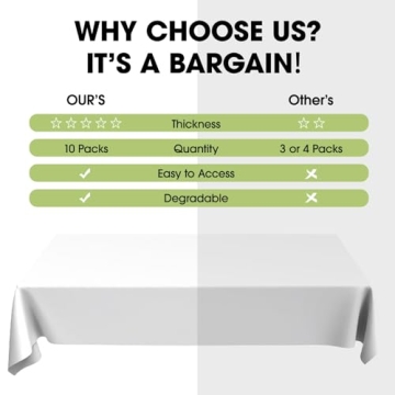 White Disposable Table Cloths - 10 Pack, 54 x 108 Inch