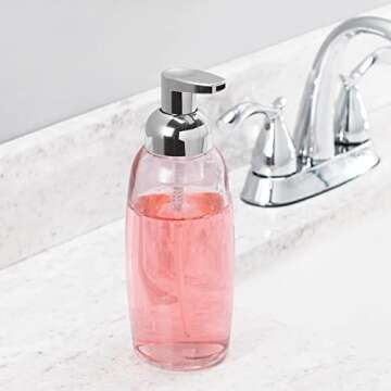 mDesign Refillable Glass Foaming Hand Soap Dispenser Set