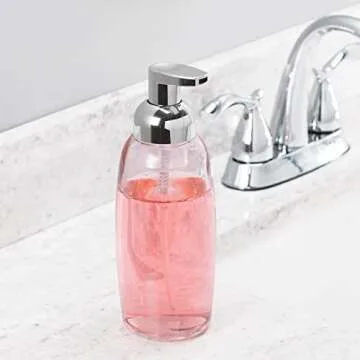 mDesign Refillable Glass Foaming Hand Soap Dispenser Set